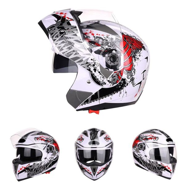 

motorcycle helmet flip up full face racing double lens motocross helmets