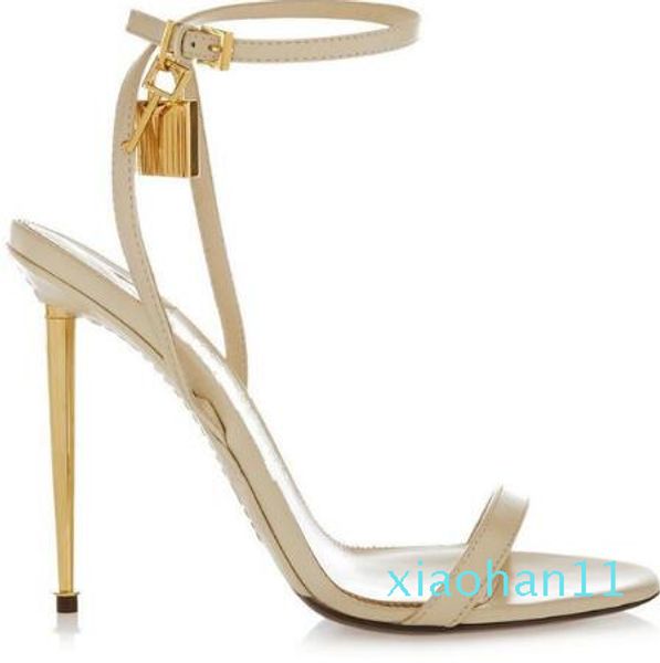

gold silver leather high heels gladiator sandals ankle strap padlock women pumps open toe metal heels women shoes, Black