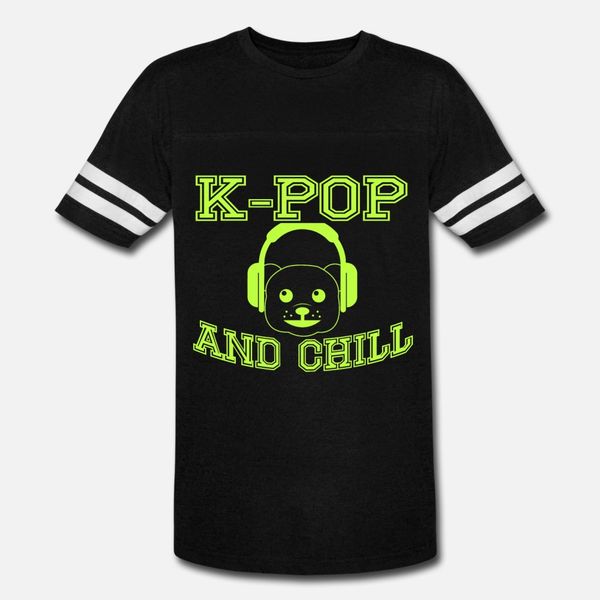 

k pop and chill t shirt men print cotton round neck outfit gift breathable spring natural shirt