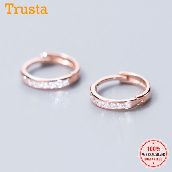 

trusta fashion 925 sterling silver dazzling cz small hoop ear cuff clip on earring for women girl piercing earing jewelry ds2430, Golden;silver