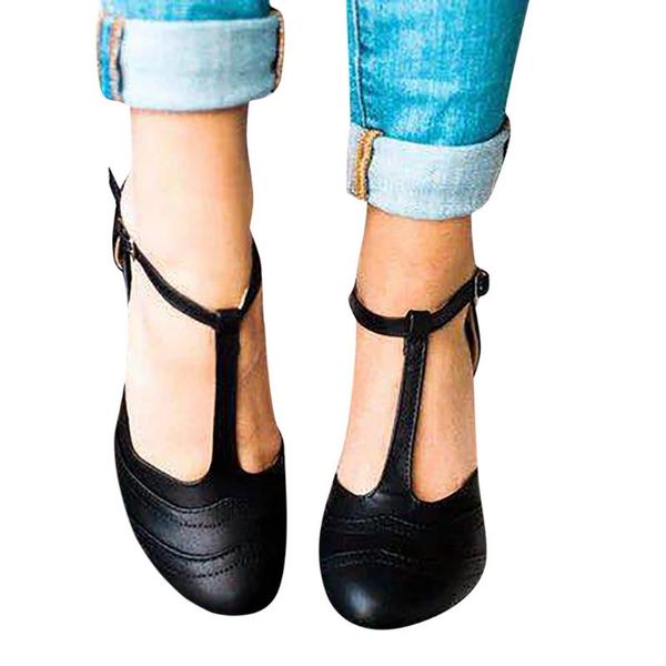 

sagace women sandals retro thick heel shallow mouth t-shaped belt hollow buckle roman sandals elegant fashion females shoes, Black