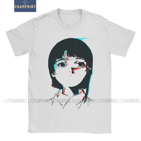 

serial experiments lain 3d glitch t-shirts men girl sci fi internet anime cotton tees short sleeve t shirts plus size clothing