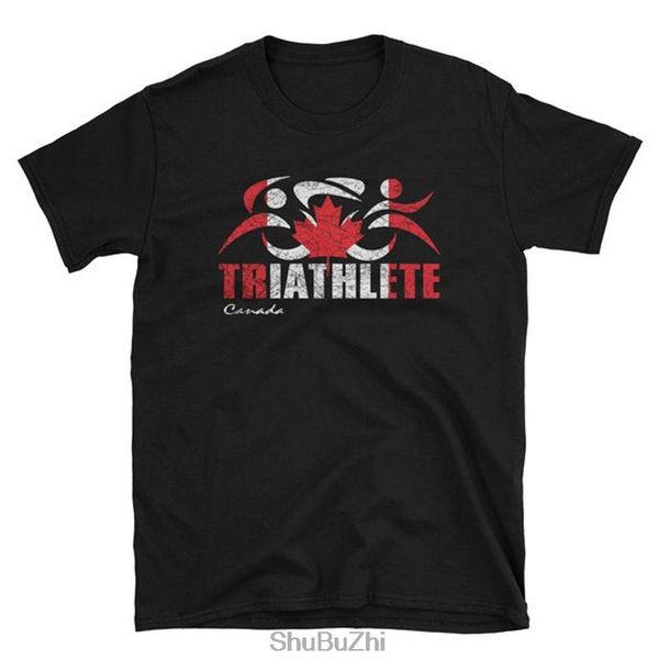 

canada canadian flag triathlon triathlete tshirt - canadian triathlon triathlete design - vintage look t-shirt