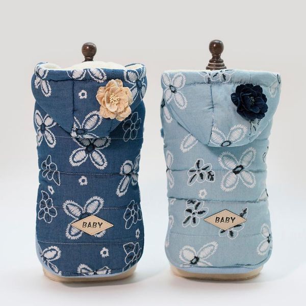 

dog apparel cat coat jacket dress denim floral pet puppy hoodie winter warm clothes 5 sizes 2 colours