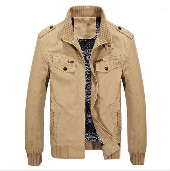 

solid male pocket military jacket homme fashion plus size designer mens zipper fly jackets stand collar, Black;brown