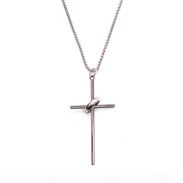 

junwei classic cross necklace men necklace long jewelry cross punk, Silver