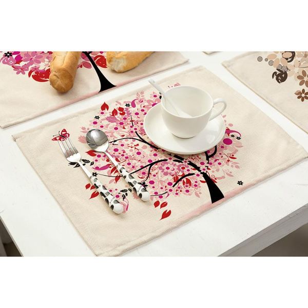 

lychee 42*32cm life tree series placemat table mat anti-scalding pad diy kitchen decoration dining accessories