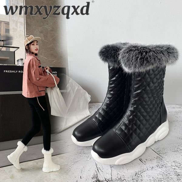 

snow boots woman platform fashion women thick shoes women plus size 33-46 winter shoes faux fur plataform flat boots wmxyzqxd, Black