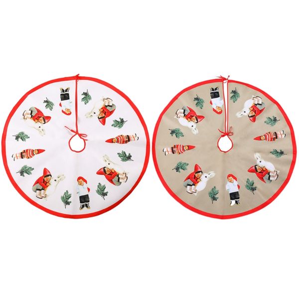 

90cm christmas tree skirt girl boy ornament fleece round carpet floor mat xmas new year decoration