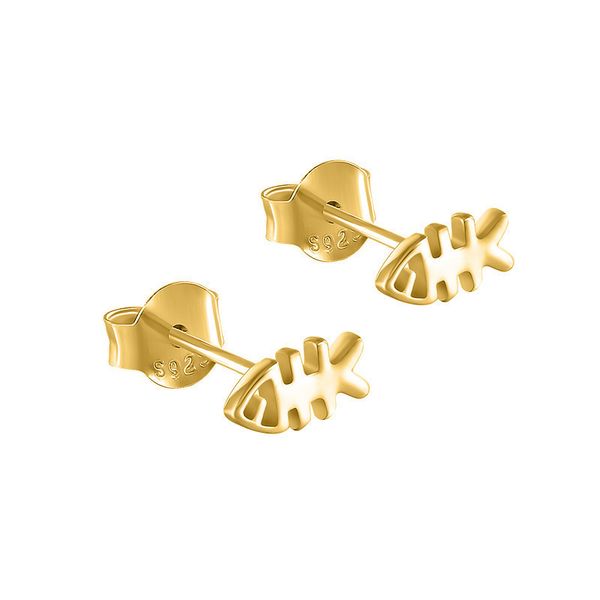 

AprilGrass Brand Designer 100% 925 Sterling Silver Animal Small Fish Stud Earrings for Women Fashion Designer Women Simple Earrings