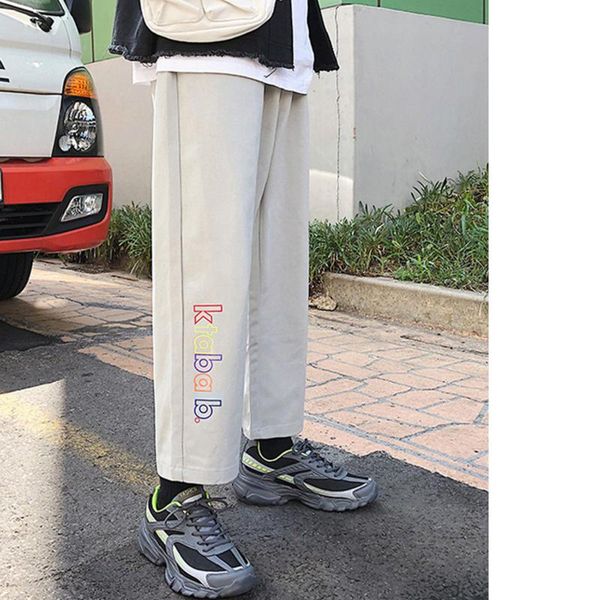 

2020 loose letter printing pants for male casual wide leg pants springnew fashion trousers tide, Black