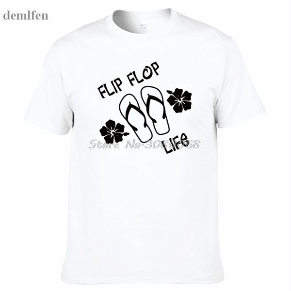 

flip flop life beach hawaii print t-shirt funny casual fitness tee fashion hip hop streetwear brand clothing tshirt homme