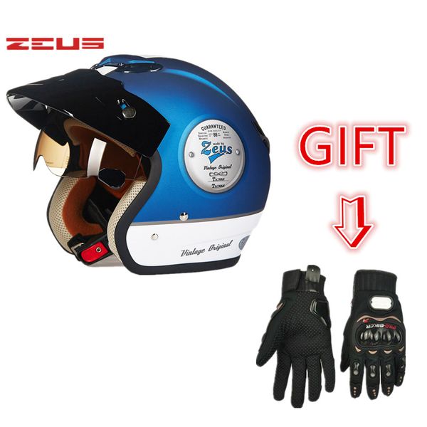 

2020 zeus 381c 3/4 helmet motorcycle retro casco scooter capacete open vintage face with sunglasses dot