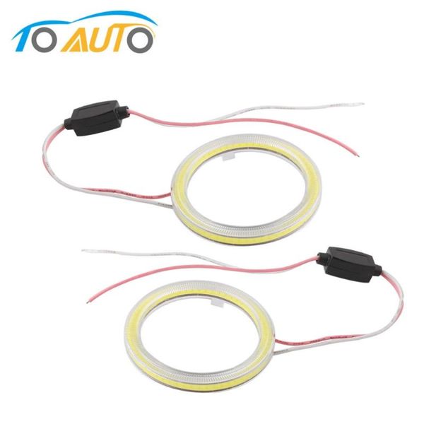 

1 pair car cob angel eye lights waterproof halo rings fog lamp white 70mm 60 chips led day lights motorcycle car-styling