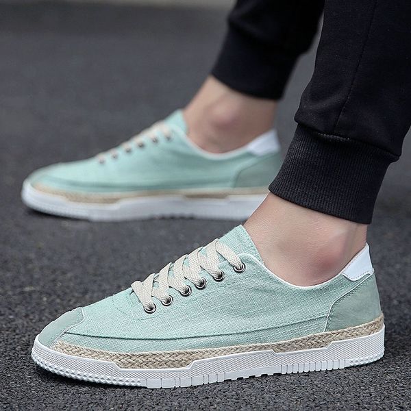 

2020 new fashion men canvas shoes lace-up footwear comfortable breathable classic non-slip low men espadrille shoes, Black