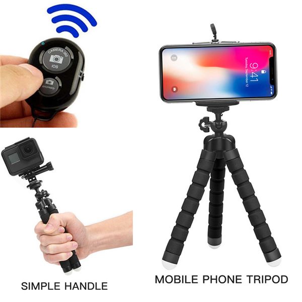 

flexible ocs tripod phone holder universal stand bracket for cell phone car camera selfie monopod with bluetooth remote shutter dhl