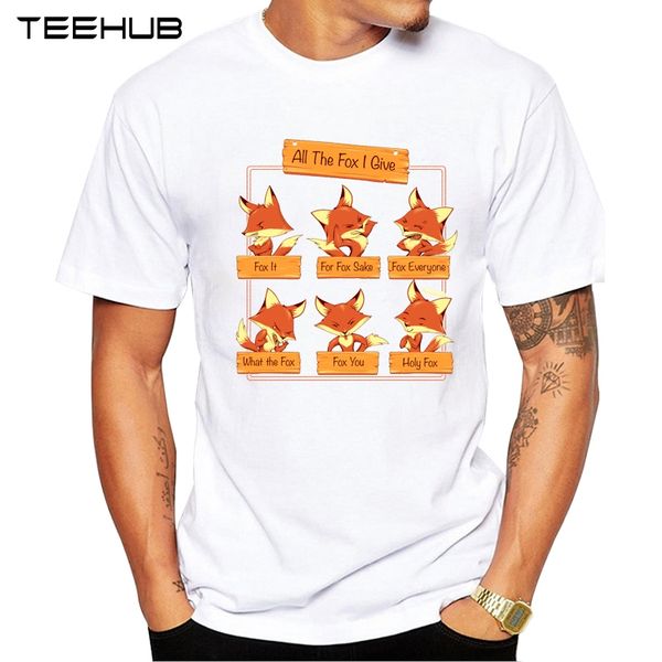 

teehub men's new funny fox design short sleeve t-shirt cool animal printed hipster tee shirts