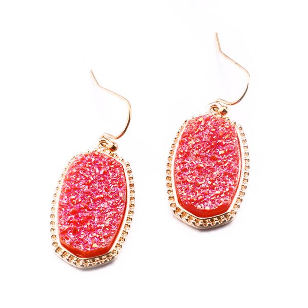 

11colors смола druzy мотаться серьги цвета золота геометрическая drusy серьги для женщин ювелирные изделия, Silver
