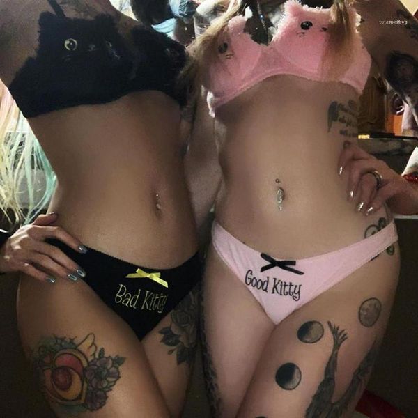 

fashion letter printed mid waist solid briefs new style womens underwear with bow cute womens panties, Black;pink