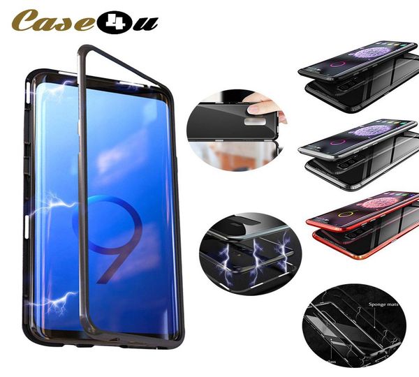 

glass s8 note tempered cover samsung edge s7 back s9 metal case adsorption coque magnet 8 bumper for clear galaxy plus magnetic tzgzh