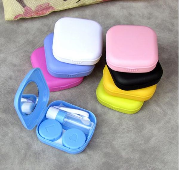 

cute pocket mini contact lens case travel kit easy carry mirror container holder contact lens box storage set epacket free