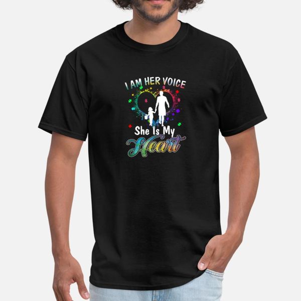 

i am her voice she is my heart autism awareness t shirt men create 100% cotton s-3xl homme interesting comfortable spring normal shirt