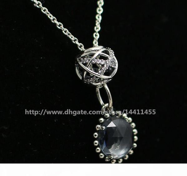 

diy loose beads necklace 925 sterling silver charm pendant necklace with european designer style charms and beads pendants-midnight blude