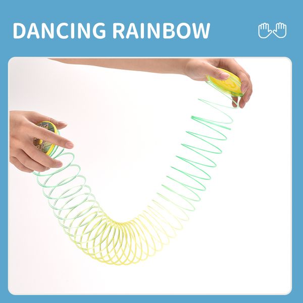 

12 in 1 kid toys rainbow spring magic elastic ring transparent gradient rainbow circle 2020 selling gift of the child