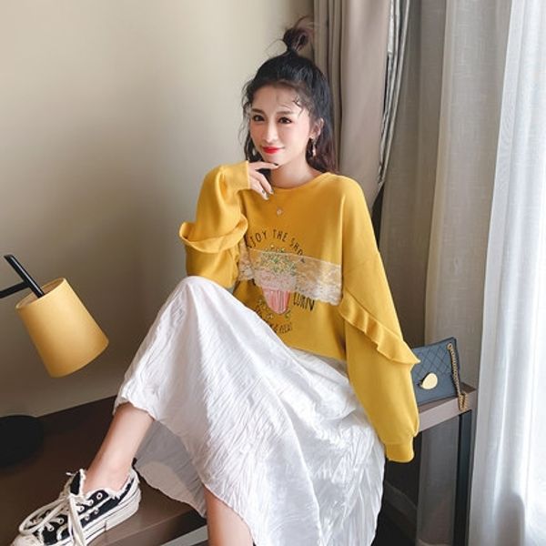 

women's sweater thin early autumn coat loose pullover pullover lazy spring and autumn 2020 new korean style ins fashion qv14t, Black