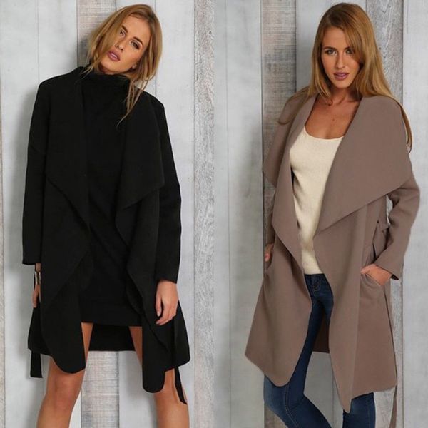 

fashion autumn jacket women v-neck pocket woolen outwear coats harakuju casual women jacket black female clothes chaqueta mujer, Black;brown