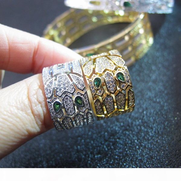 

luxury designer european cz diamonds animal punk ring 18k white yellow gold plated jewelry for women, Golden;silver
