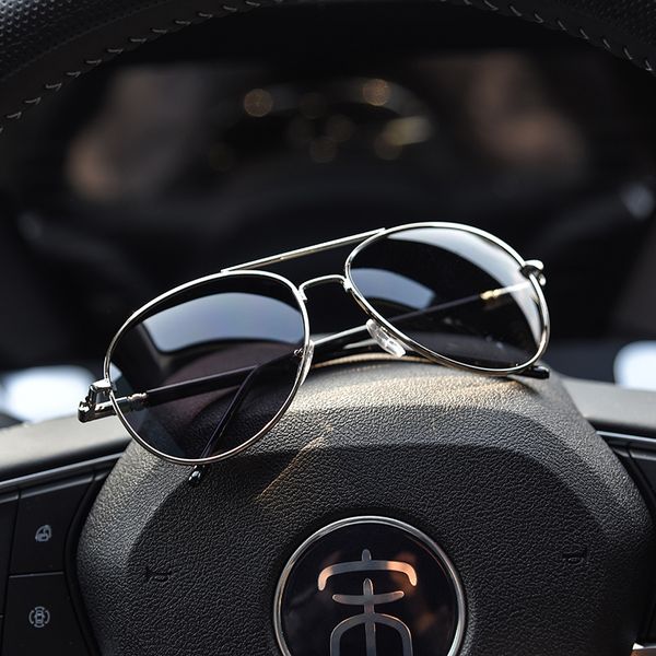 

aviation metail frame quality spring leg alloy men driving pchromi sunglasses polarized brand design pilot male sun glasses, White;black