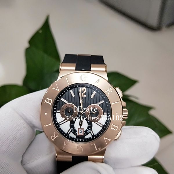 

diagono series vk quartz chronograph working 18k rose gold stainless steel dg42c14swgsdch rubber strap bands chronograph mens, Slivery;brown