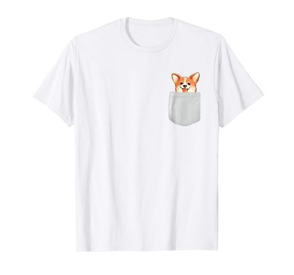 

2020 new fashion brand clothing welsh corgi tee with pocket detail for men