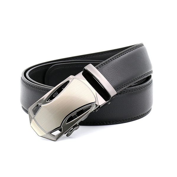 

men's belt good leather automatic buckle second two-layer cowhide business fashion belt, Black;brown