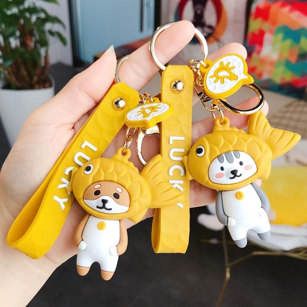 

ins internet doll snapper head cover pendant dog panda pig doll celebrity bag pendant key chain gift nu6qr, Slivery;golden