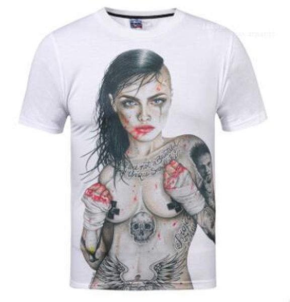 

women printed tshirt for men summer white cotton short sleeved tees 3d tattoo, White;black