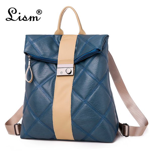 

quilted stitching backpack 2020 new retro college style youth girl bag fashion travel bag black