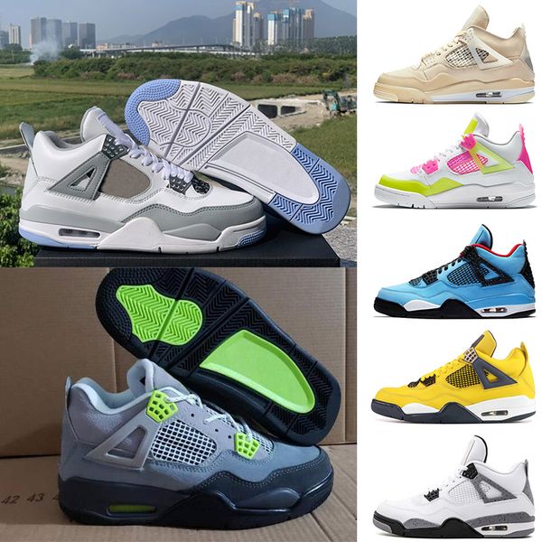 

new style men's basketball shoes jumpman 4 4s blue dio breathable air men and women training shoes dunk sports sneakers sail size 36-47