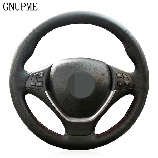 

diy hand-stitched black artificial leather car steering wheel cover for bmw x5 e70 2006-2013 x6 e71 2008-2014