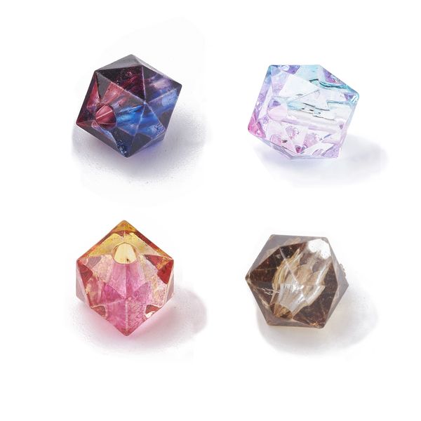 

100pcs 7.5x8mm mixed color plastic acrylic polyhedron loose beads for diy jewelry making accessories handmade beaded material