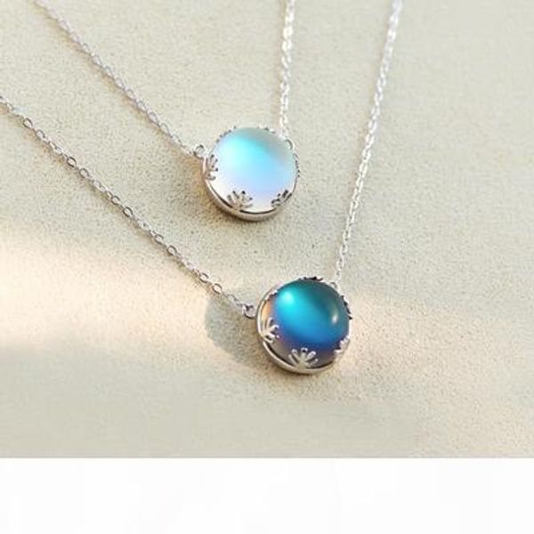 

925 sterling silver aurora necklaces halo crystal moon stone light forest women pendant necklace elegant fashion gril statement jewelry