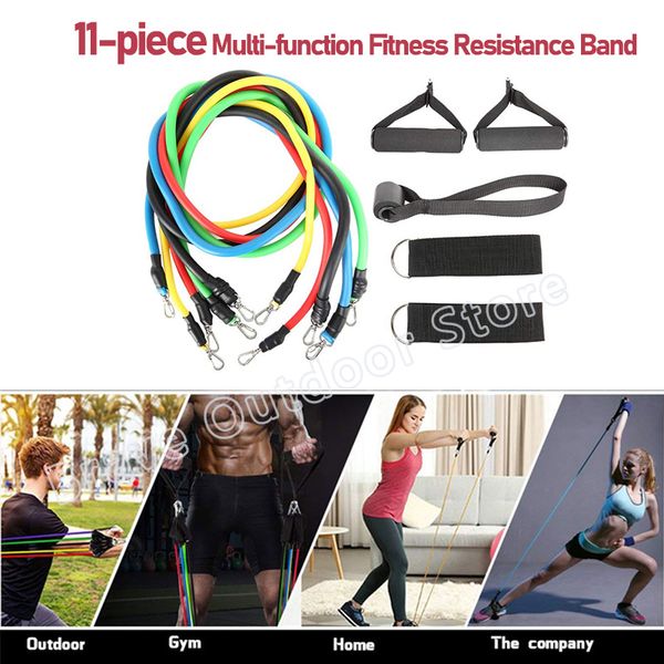 

resistance bands 11pcs set yoga exercise fitness band rubber loop tube gym equipment home muscle training