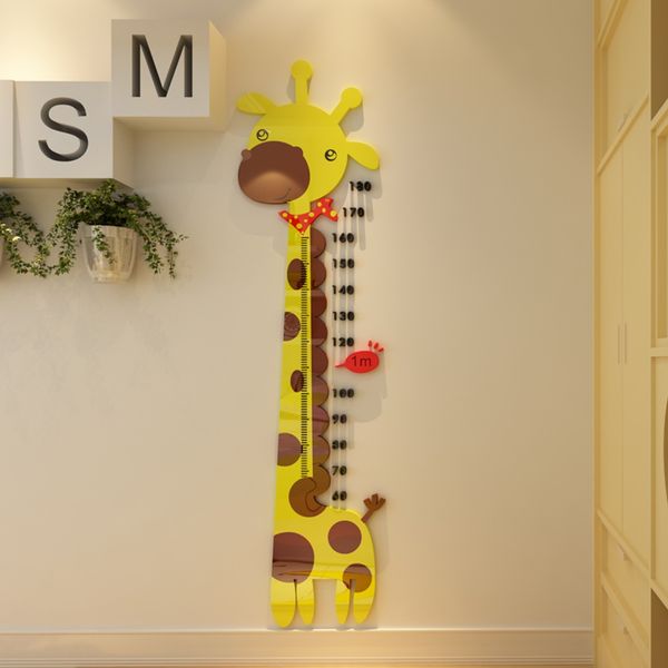 

cute cartoon giraffe height measure wall stickers for kids rooms large size removable 3d acrylic height ruler kids wall sticker