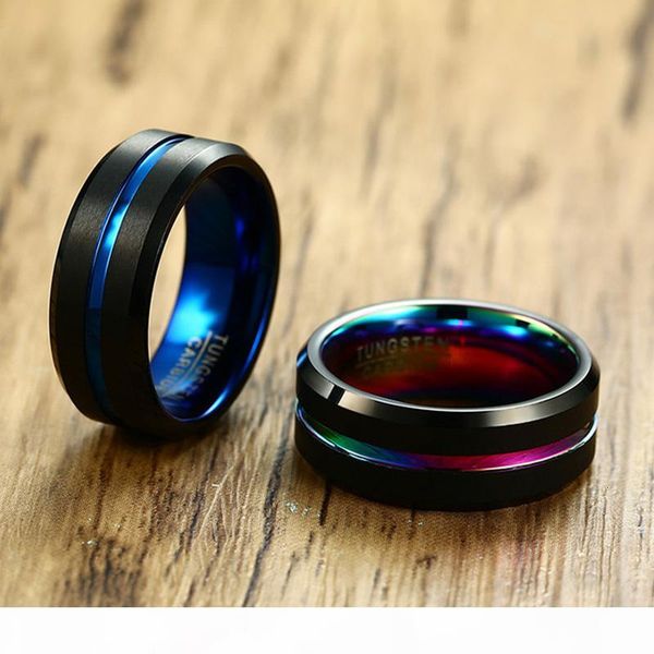 

vnox 8mm matte surface tungsten carbide men ring classic black wedding bands male alliance anniversary gift comfort wear, Silver