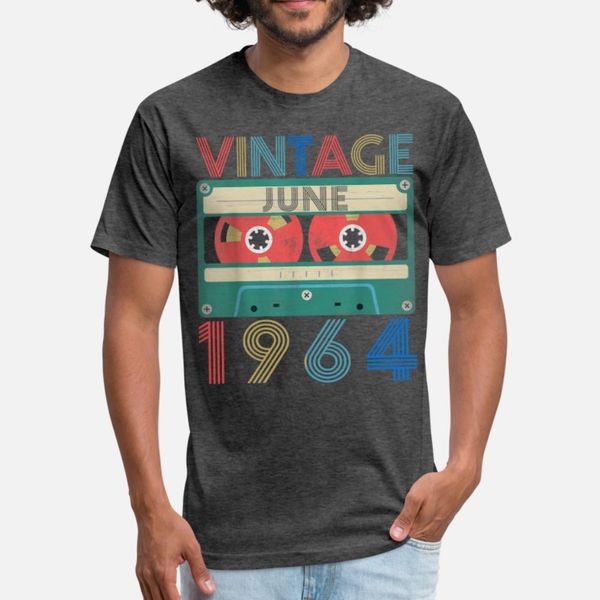 

retro vintage june 1964 birthday t shirt men customize 100% cotton s-xxxl leisure graphic new fashion summer normal shirt, White;black