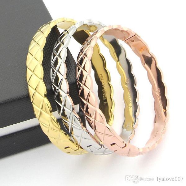 

fashion 316l stainless steel silver/gold/rose gold female love bangles charm bracelets for women men jewelry pulseras party gifts, Black