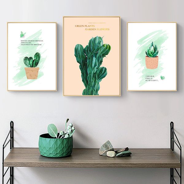 

холст картина плакаты зеленых растений и печать кактус quote минималистский wall art wall фотографии для гостиной домашнее украшение
