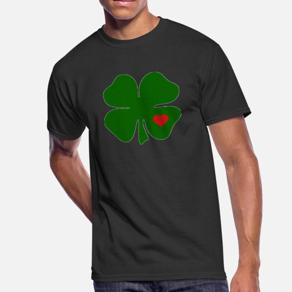

irish shamrock green clover red heart t shirt men printed tee shirt round collar vintage famous fashion summer style formal shirt