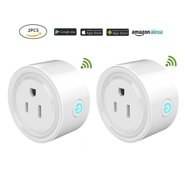 

cgjxs2pcs round mini 10a 1200w round shape wifi smart wifi electrical sockets timer remote control power timing smart socket switch